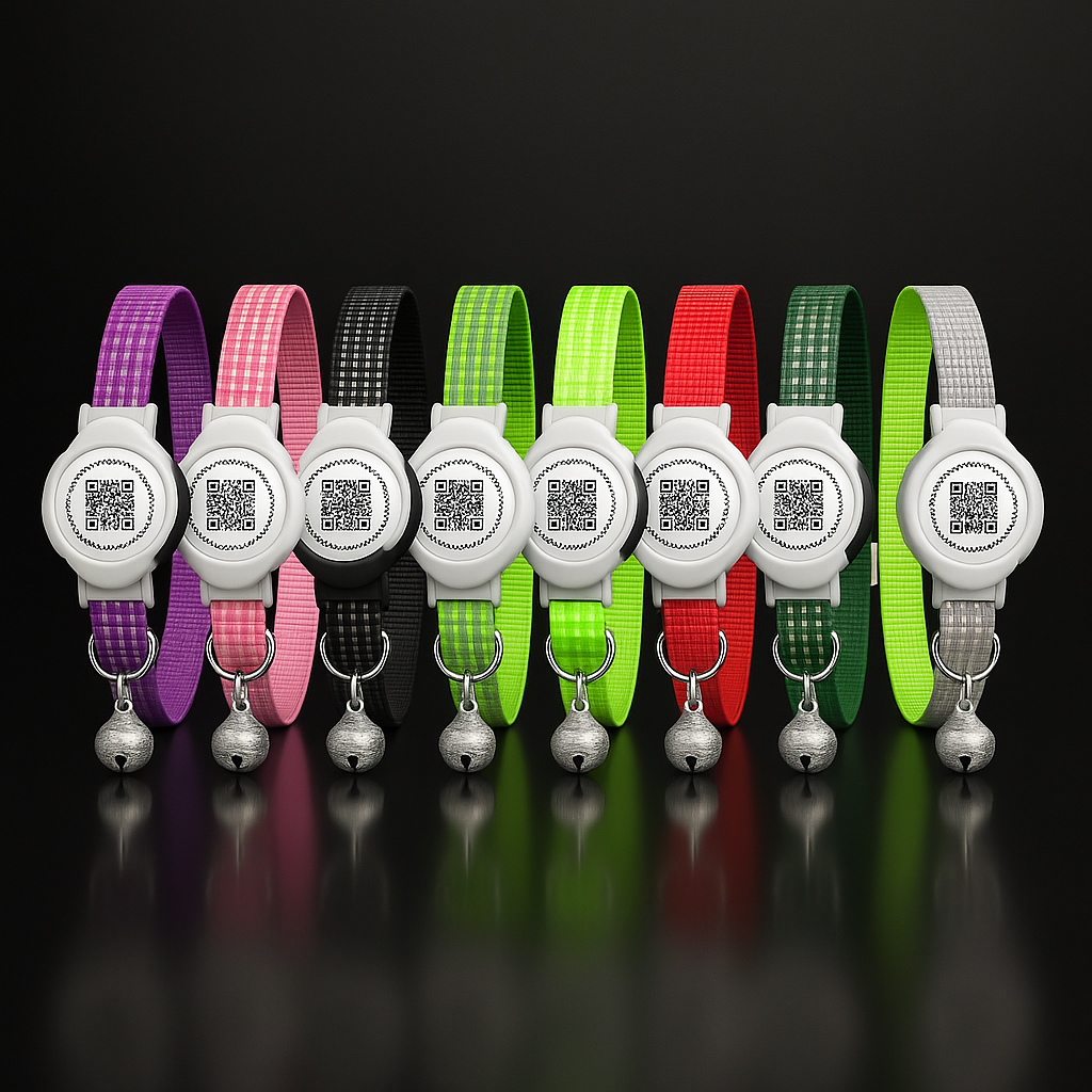 Smart Pet Collar – AirTag Compatible, QR ID & Reflective Safety (Cats & Small Dogs)